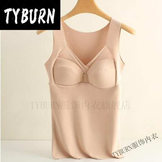 TYBURN艾恒免穿文胸秋冬德绒保暖背心聚拢上托显气质内衣3893KTYBURN 黑色+杏色 2XL【建议115-135斤】