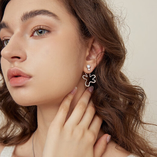 Arsis Riding the Wind and Waves co-branded Fanqi Flower Shadow Earrings Two-Wear Earrings Women's Earrings Fashion Jewelry Gifts for Girlfriends Two-Wear Flower-Shaped Zircon Earrings