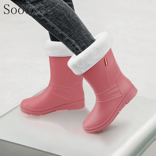 SooGree雨鞋中筒女防水防滑雨天户外出行钓鱼时尚雨靴耐磨胶鞋