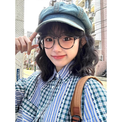 Memaru Japanisch waschen alte Zeitungskappe Frauen literarische Retro -Denim -Oktagonalhut Blue Baskenmaler Maler Hut Frauen 1# Dunkelblau gleich Größe
