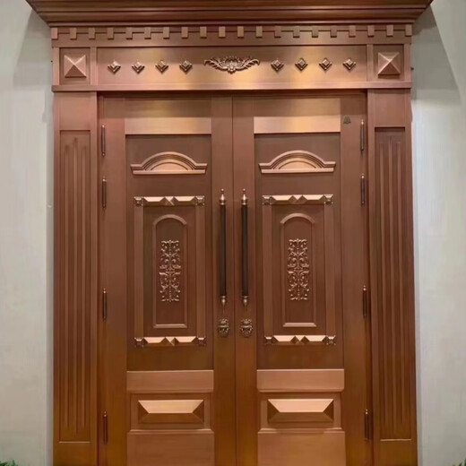 维诺亚铜门别墅大门双开门农村自建房镀铜对开子母入户门铸铝门定制 钢铜0.8镀锌龙骨PVC防火平方价