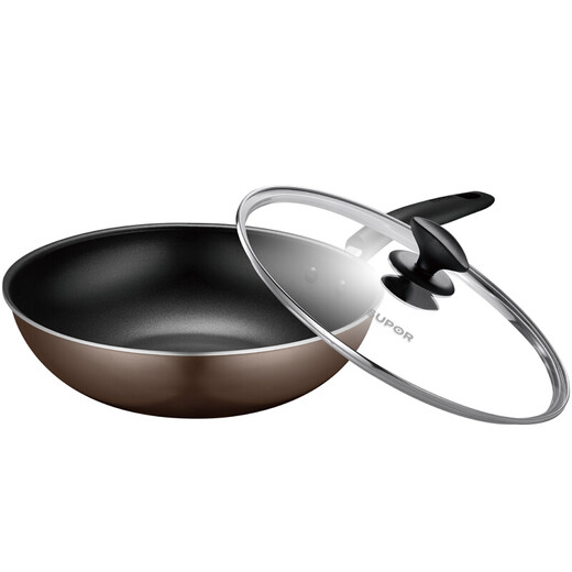 SUPOR pot set, non-stick wok, frying pan, soup pot, three-piece set, coal gas induction cooker, universal home cooking, brown magnetic flux