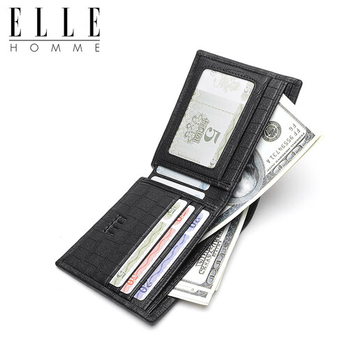 Elle Homme Herren Short Wallet, Top-Layer-Hirschhaut-Mehrzweck-Ticketclip, vertikale Brieftasche, 0720 Geburtstagsgeschenk
