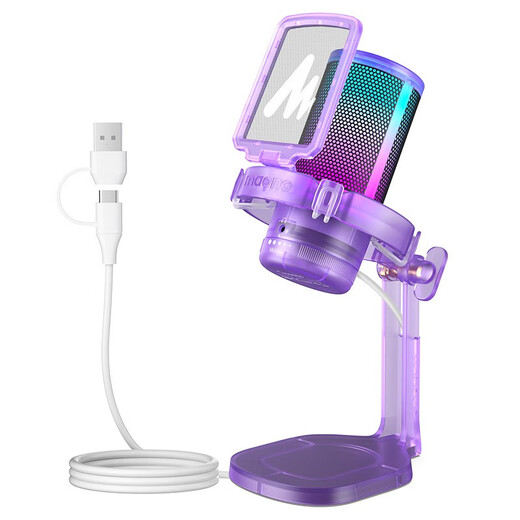 Shink maono Shink computer microphone game noise reduction microphone live recording dubbing wired radio microphone usb mobile phone computer desktop notebook online class K song Shamke dm20 DM20 transparent purple (newly upgraded independent noise reduction) desktop model