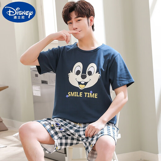 Disney (Disney) big children's pajamas boys 12-15 years old, thin cotton short-sleeved shorts summer teenagers and junior high school students' home clothes dark gray Q1342 Garfield short-sleeved L size: 160-174CM 97-120Jin [Jin equals 0.5 kg]