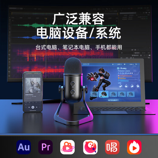 FIFINE desktop computer microphone professional recording studio dubbing condenser microphone live broadcast equipment voice conference recording high quality wired monitoring noise reduction radio microphone K678 K678 microphone + cantilever bracket + shock mount + anti-blowout net