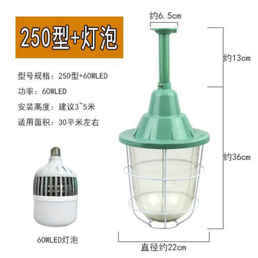 Led explosion-proof chandelier factory workshop warehouse special explosion-proof fire security lighting gas station three-proof lamp 400 type lampshade with 200WLED bulb
