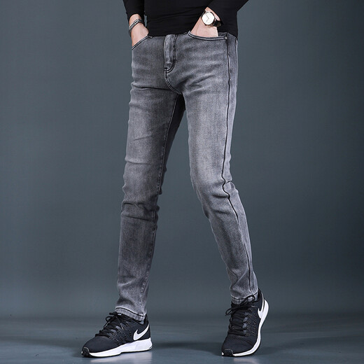 Ventilateur Litai Black Jeans pantalon mince masculin automne et hiver plus en velours épaissis de style coréen et jeans à la mode et décontractés