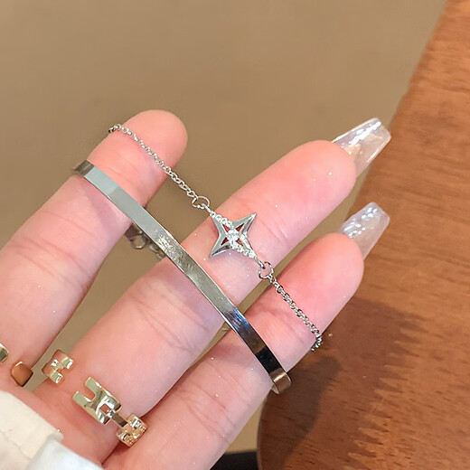 KZD Old Phoenix 999 Silver Bracelet Girls Star Bracelet Bracelet Light Luxury Niche Exquisite Bracelet Feeling Bracelet Star Can Double Layer Bracelet-s925 Silver