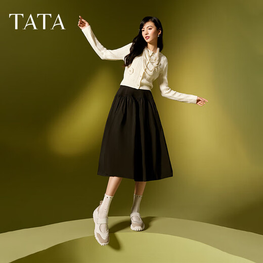 Tata Ballet Shoes Women's 2025 Spring New Flat Mary Jane Shops Sports Sports Single Shower 7E701AQ5 Beibai/Apricot 39