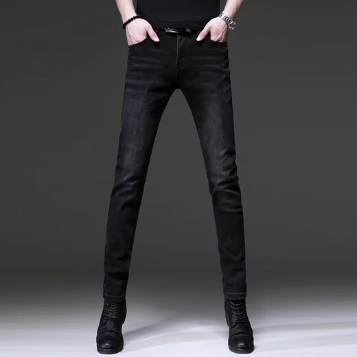 
JEEP SPIRIT jeans men's spring and autumn new retro stretch trousers loose small straight-leg fashion casual pants men 1048 black 31