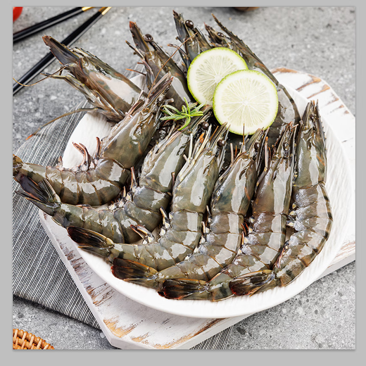 Mega large black tiger shrimp, ice-free net weight 2Jin Jin is equal to 0.5kg, 20-30 BBQ prawns, fresh shrimps