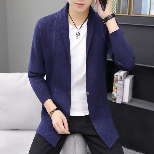 Wanpai Mo spring and autumn mid-length sweater men's cardigan jacket slim sweater top autumn sweater trendy men's clothing K20 black 3XL 145-160Jin [Jin equals 0.5 kg] wear