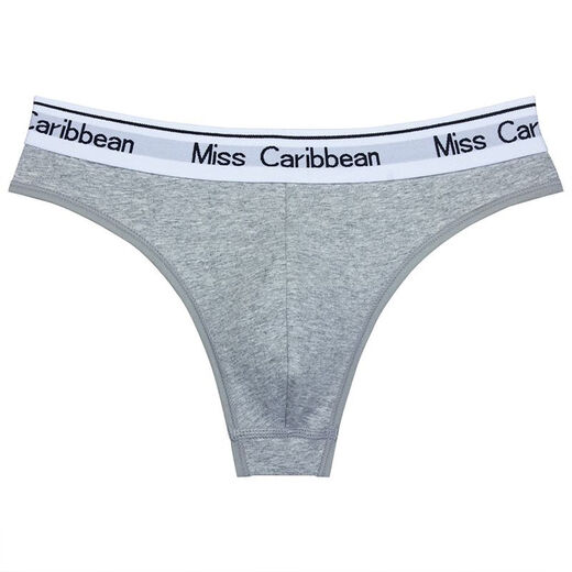 
Mu Fengqing men's pure cotton thong sexy U convex sports underwear letters low waist fitness markless briefs cotton t-line black M