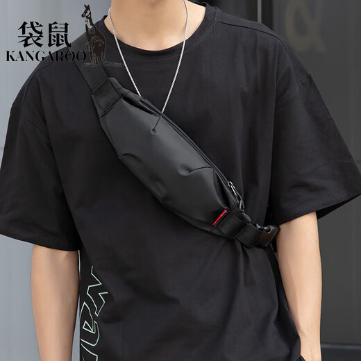 Kangaroo (KANGAROO) mini waist bag men's single shoulder bag outdoor sports travel travel fashion ins chest bag mobile phone bag lightweight cross-body bag black