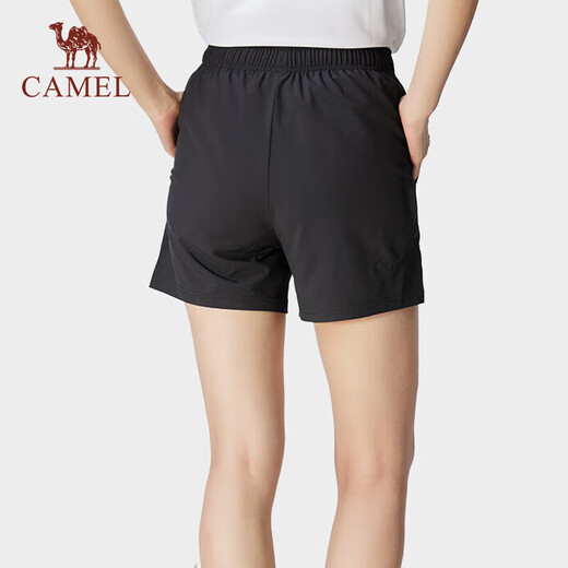 骆驼（CAMEL）运动短裤春夏梭织速干透气清爽休闲短裤 724BAY6002
黑色,女 M
