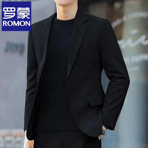 Rommon Psy Handsome Suit Men Autumn Business Style Coreano Style Handy Handsome Business Casual Slim Black Suit Chaqueta Men Negro [Singido Traje] XL
