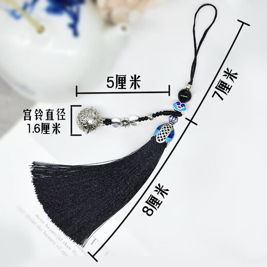 LEMIAO portable ancient style palace bell tassel pendant bag mobile phone chain lanyard pendant key chain lanyard bell tassel style gray tassel bell pendant A28-209