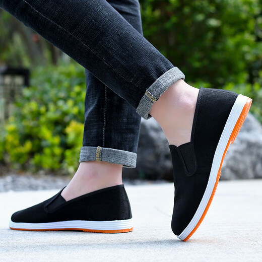 Chaussures en tissu de vieilles Pékin traditionnelles pour les chaussures célibataires résistantes à l'usure antidérapante pour les hommes avec des chaussures en tissu noir décontractées Sole 40