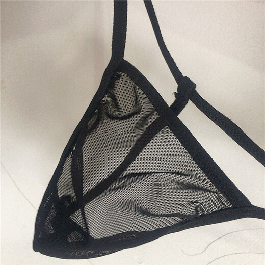 Men's underwear, large elastic waistband, transparent mesh thong, sexy T-pants briefs, one size 17, black