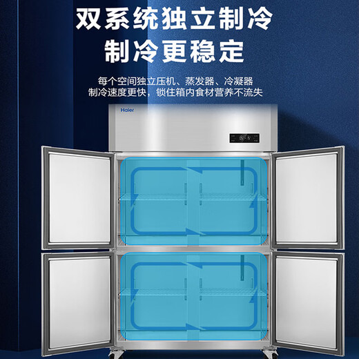 海尔厨房冰箱商用立式四门\六开门冰柜饭店食堂酒店饭店餐厅后厨不锈钢铜管大容量 双系统丨四门全冷冻1050D4S