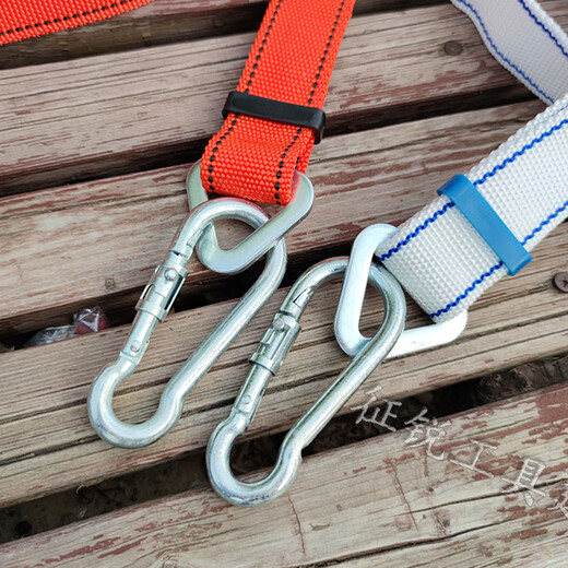 National standard thickened electrician's safety belt power belt climbing telephone pole outdoor tree anti-fall fence safety belt national standard electrician's safety belt_double hook white model