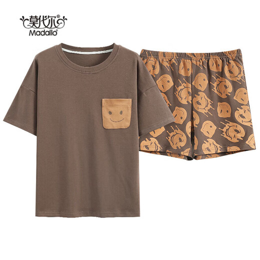
Modal 2024 pajamas for women in summer cotton thin cute Korean style student short sleeve two-piece set spring and autumn loose summer home fashionable maroon GXT6636 picture color M (recommended 75-95Jin [Jin equals 0.5 kg])