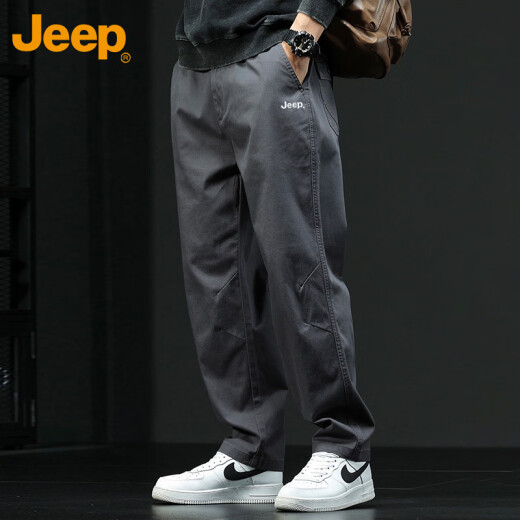 Jeep (JEEP) casual pants for men summer straight pants for men loose trendy work pants for men dark gray XL