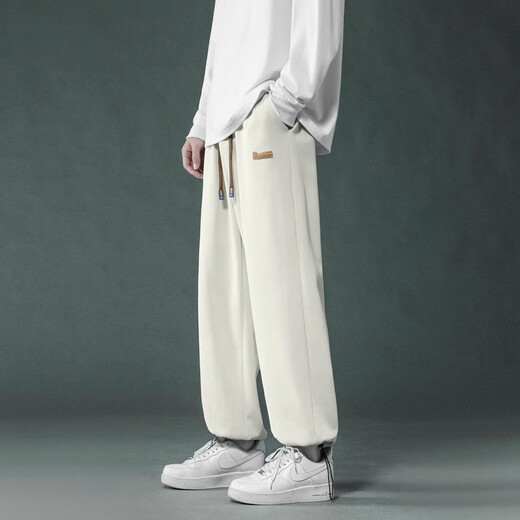 Foss Phil Waffle Casual Hosen für Männer Frühlings- und Herbst Winter Loses lockeres Sport drapiertes Gefühl langer Weitbeinhosen für Männer, Trendy Brand 718-WK78 Black + WK78 ApricoT Color XL (Empfohlen 145-160jin [Jin gleich 0,5 kg]))