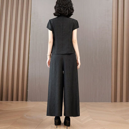 JYMMU Guangzhou Thirteen-Long Women's High-end Summer Two-Piece Set Women's 2024 New Style Temperament Slimming Belly Black 1416# 2XL 116-130Jin[Jin equals 0.5 kg]
