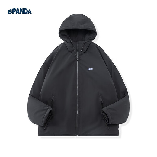 Panda Ben (ben.panda) cotton-padded jacket for men in autumn and winter, mountain style, warm, water-repellent, loose-fitting, couple cotton-padded jacket, multi-wear jacket, black L