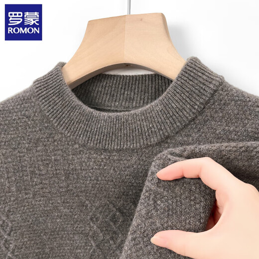 Romon Pure Cardigan Herbst und Winter verdickte warme Wolle halbhohe Hals Basis Strickpullover mittlerer und älterer Pullover Männer 9717 Pu'er Brown 175/xl [Empfohlen 130-150 Jin [Jin gleich 0,5 kg]]]