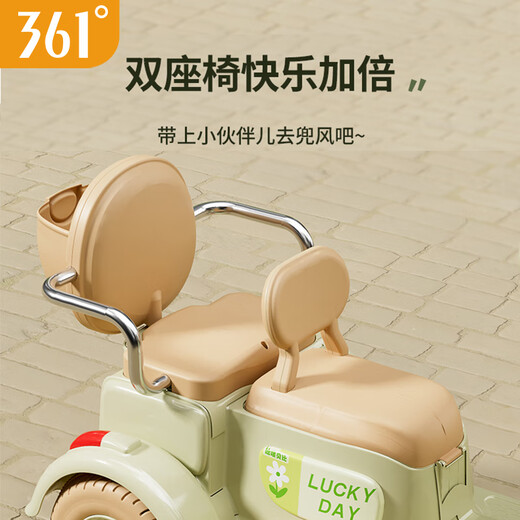 
361 degree children's electric motorcycle can be seated for excavator, male and female children driving toys, early education music gifts can be remotely controlled. Morandi Green丨Remote control version-two-seater dual-drive/early education
