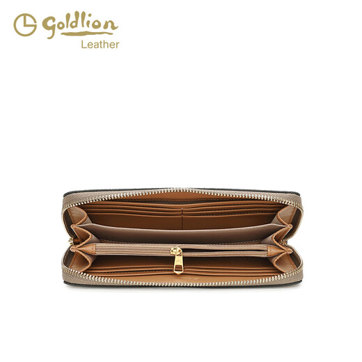 Goldlion Wallet 2024 Neue Mode vielseitige Kupplungsbeutel Retro bedruckte Handtasche Langes Geldbeutel Frauen Khaki