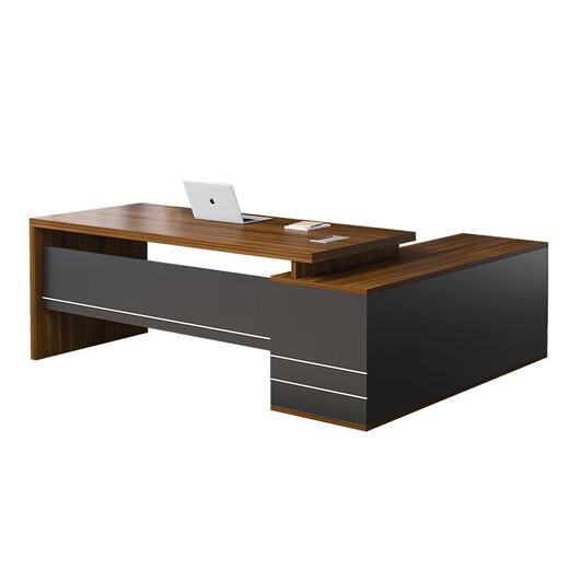 Yuzao desk boss desk modern simple single person with cabinet executive desk manager supervisor desk 1.4 meters table walnut + iron gray