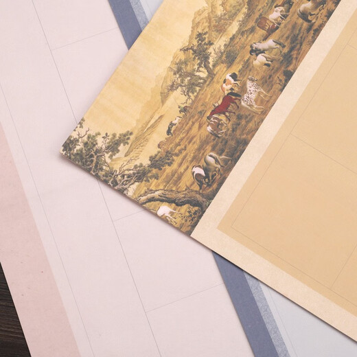 方格宣纸小楷作品纸四尺六尺对开半生半熟古风条屏微喷蜡染笺楷书隶书篆书书法创作带格子纸国展比赛作品纸 六尺对开3cm方格【686格，5张/包】 款式一