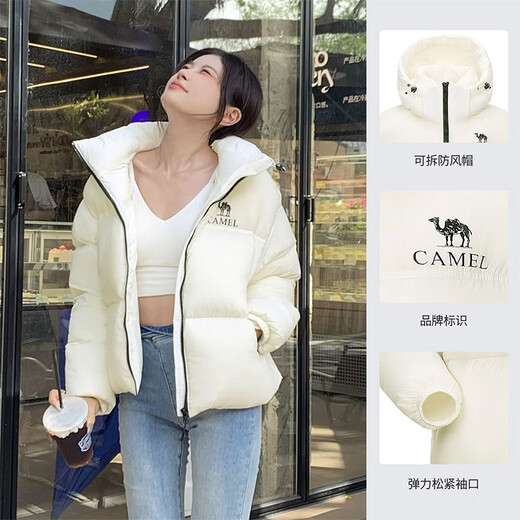 Camel 660 High-Coat-Down-Jacke für Frauen kurz verdickte winddichte Kapuze-Brot-Down-Jacke für Frauen 724ca6b601, Schnee Lotus Weiß, Frauen M.