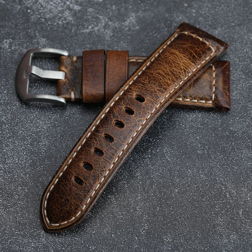 SNQP cowhide watch strap retro genuine leather for men and women 1853 Tissot Longines Casio Omega Le Locce Huawei brown silver buckle (free tool ears) (interface width) 22MM