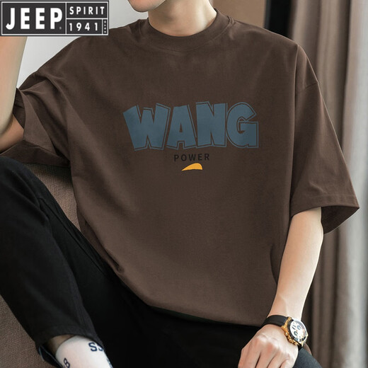 Jeep (JEEP) international brand heavyweight American pure cotton short-sleeved T-shirt men's round neck T-shirt top summer loose cotton half-sleeved M09-T686 black XL