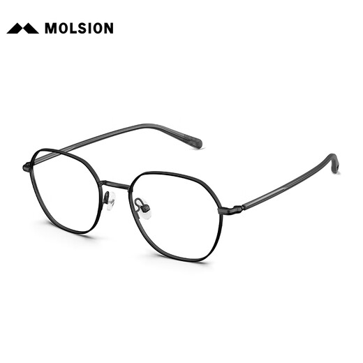 Molspesion Myopia Brille Herren-Legierung polygonaler Frauenmodell kann mit Zahlenbrillen Rahmen Anti-Blau-Licht MJ7373 B11 Semi-Light Matte Black Einzelrahmen abgestimmt werden