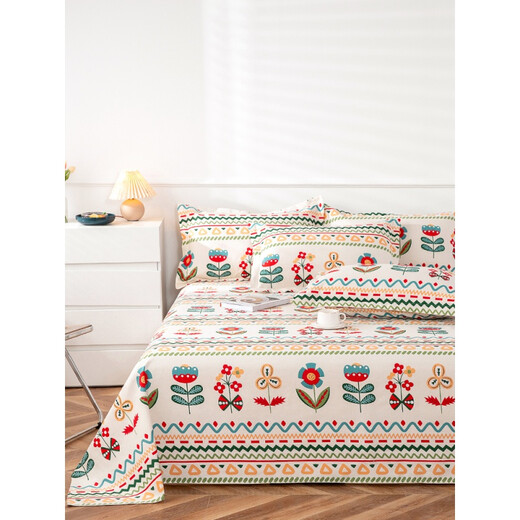 Honey queen cotton sheets old coarse cloth single piece thickened dormitory single quilt tatami big kang single linen canvas milky white sinus first opening 0.9 meter bed with 120-230cm single piece
