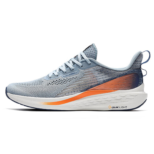 361 degree sports shoes men's shoes flying fish summer mesh breathable contrast color gradient running shoes shock-cushioning wear-resistant body measurement shoes blue mist gray/fluorescent strong orange 43

