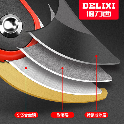 Delixi gardening scissors, labor-saving pruning shears, fruit tree pruning, garden branch pruning, flower shears, special scissors for branch cutting, Golden God of War, imported SK5 steel + free lanyard