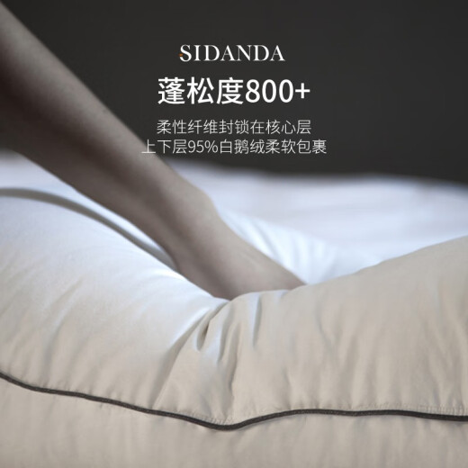 SIDANDA95 white goose down pillow five-star hotel down pillow core 100 cotton soft and comfortable rebound down pillow 2023 upgraded rebound pillow middle pillow [48*74CM]