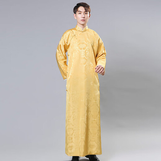 Conwhd cross talk gown Deyun Club performance clothing men's Republic of China style Chinese groomsmen dress robe Tang suit stand collar gown black L weight 170-190Jin Jin is equal to 0.5 kg