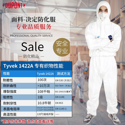Dupont Tweiqiang 1422A Industrielle Schutzkleidung Anti-GLAS-Faser Asbest Pestizid Desinfektionsmittel atmungsaktivem einteilig mit Kapuze-Industriesprühfarbe staubdes Arbeitskleidung Dupont Schutzkleidung staubfestem Anzug xxl