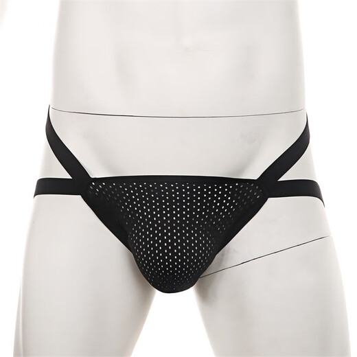 Men's Sexy Underwear Men's Thong Low Waist Back Empty Double Butt Mesh Breathable Sexy Sexy Underwear White M