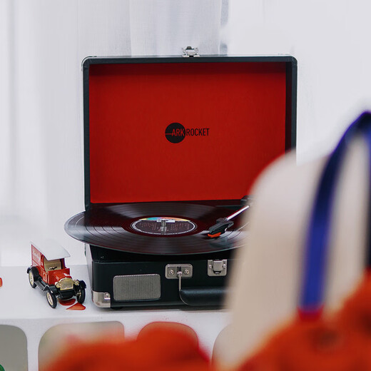 ARKROCKET Curiosity series retro Bluetooth vinyl record player suitcase audio gramophone vinyl record player American home black red