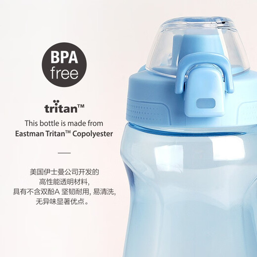 LOCK&LOCK Shark Cup Sports Water Cup Tritan Portable Male and Female Student Plastic Cup Camping Outdoor Water Cup 650ml Blue-ABF975BLU- 650ml