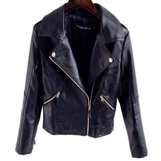 Yomei plus velvet thickened new pu small leather jacket for women for women 2021 spring and autumn clothing Korean version slim fit motorcycle leather aunt black L